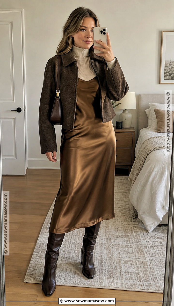 Thanksgiving Slip Dress With A Turtleneck - 25 thanksgiving outfit dress ideas