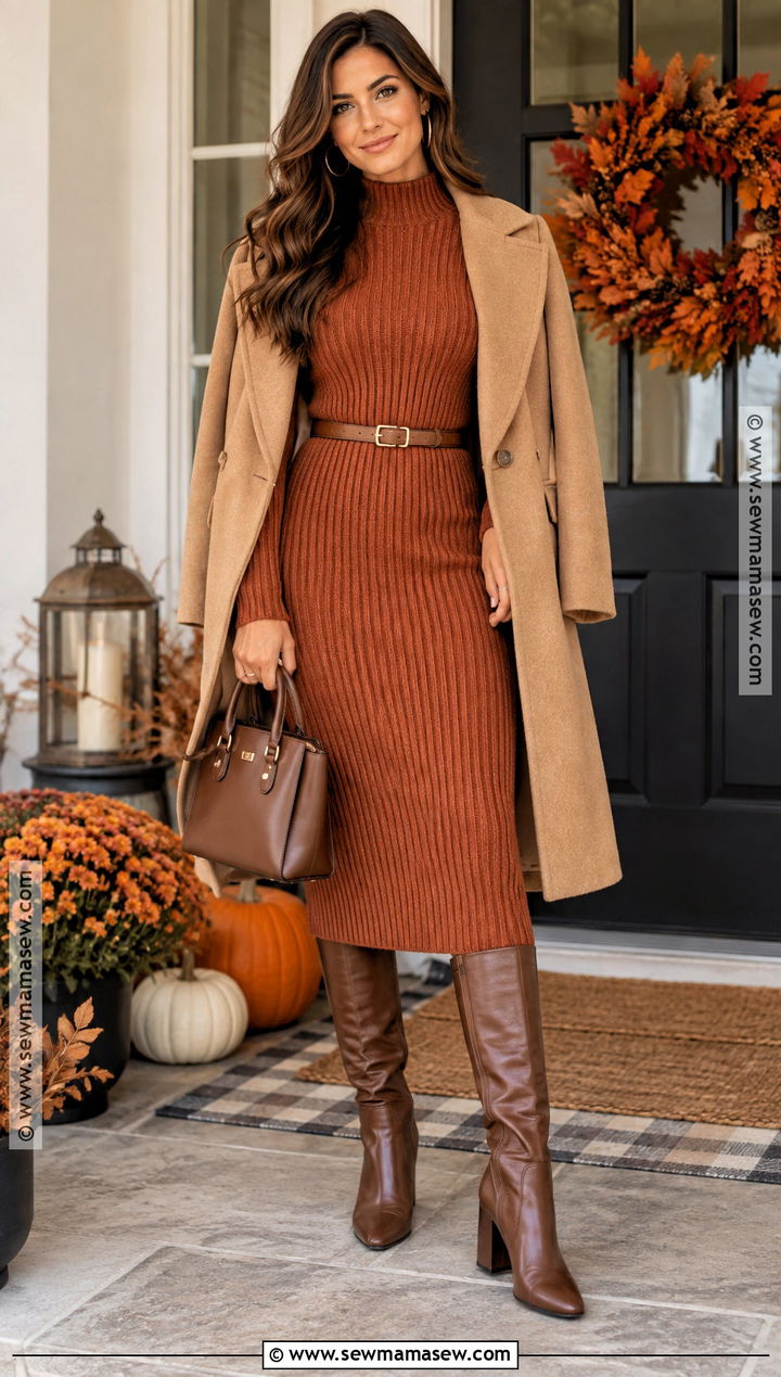 Thanksgiving Sweater Dress With Knee High Boots - 25 thanksgiving outfit dress ideas