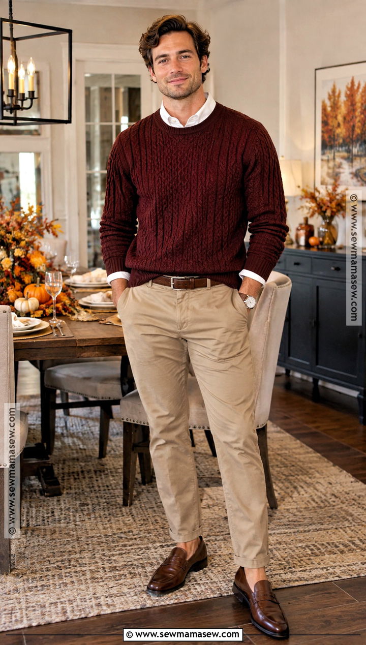 Thanksgiving Sweater Outfit With Chinos - 15 Thanksgiving Outfit Men Fall Ideas
