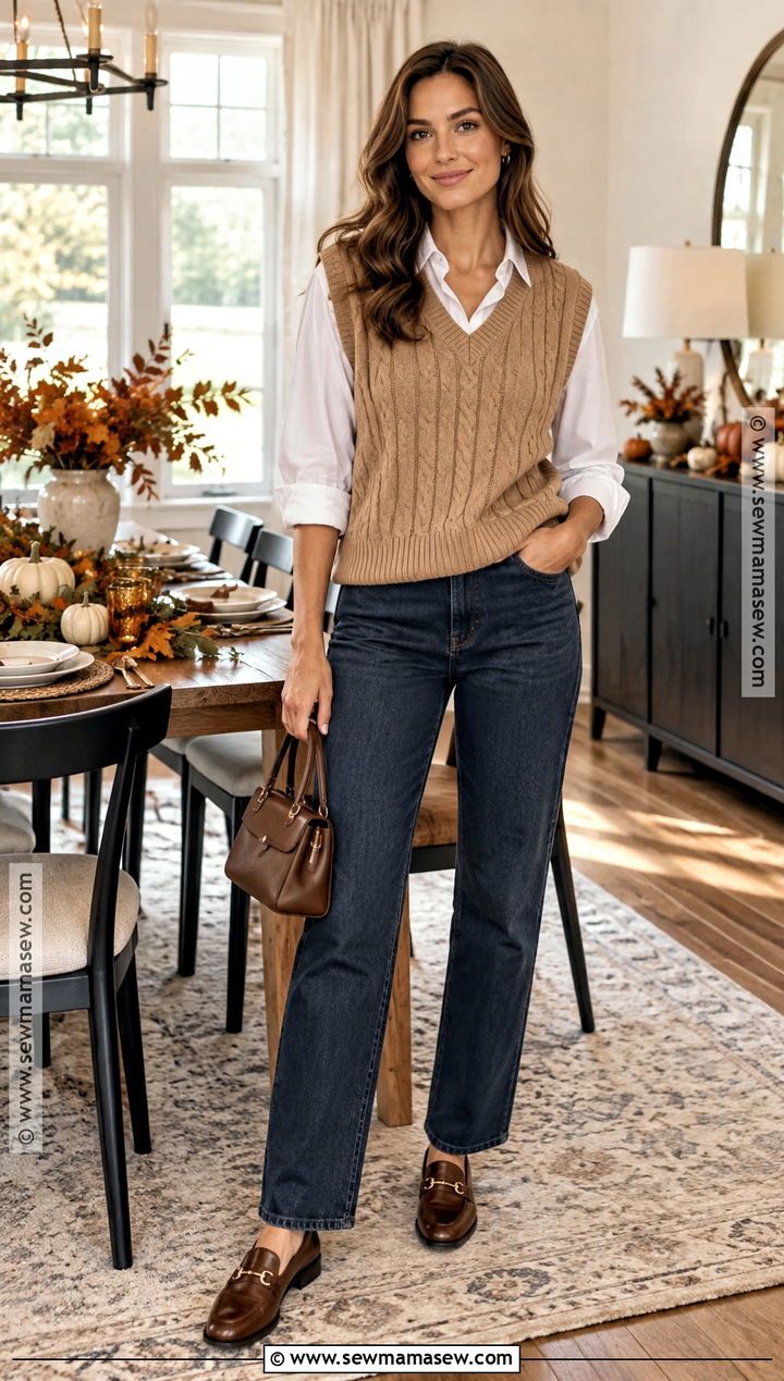 Thanksgiving Sweater Vest And Button Down Outfit - 20 Thanksgiving Outfit Casual Comfy Ideas
