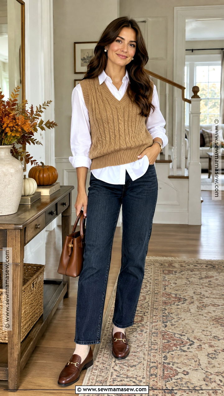 Thanksgiving Sweater Vest And Button Down Outfit - 20 warm thanksgiving outfit ideas