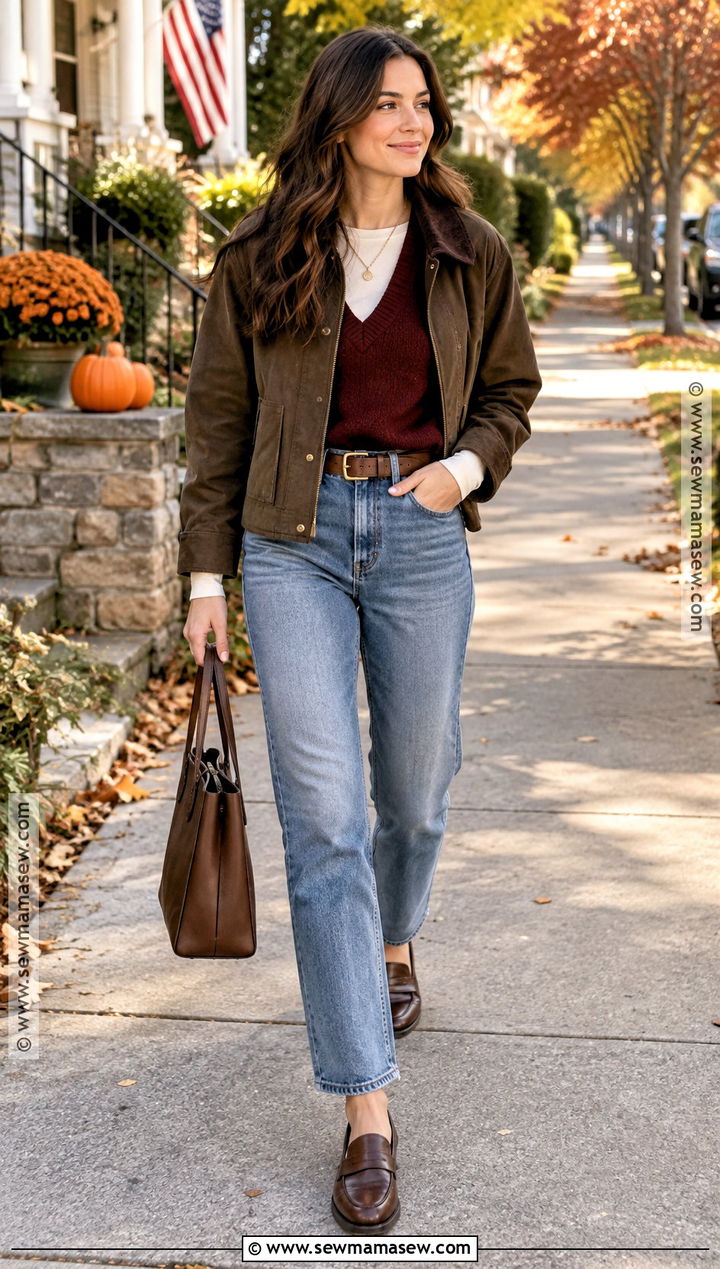 Thanksgiving Sweater Vest and Jeans Outfit - 30 thanksgiving outfits for women