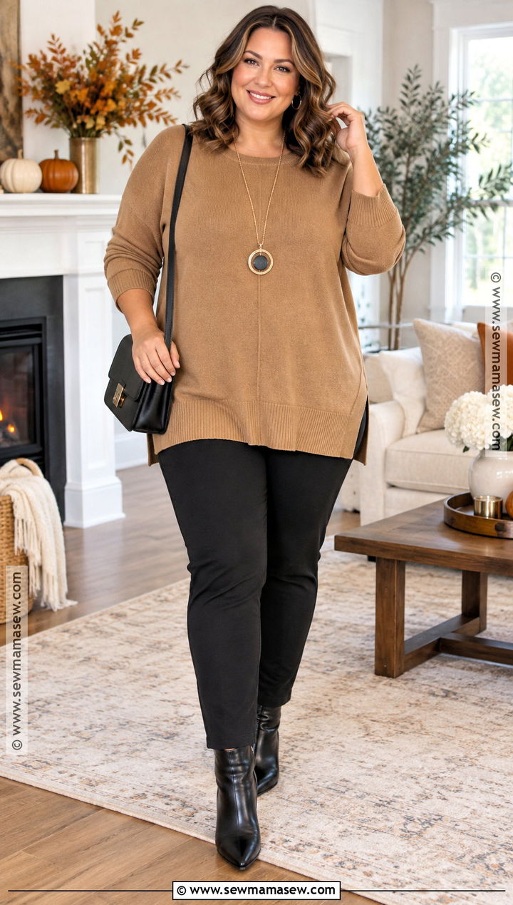 Thanksgiving Tunic And Ponte Pants Outfit - 20 Outfit For Thanksgiving Ideas