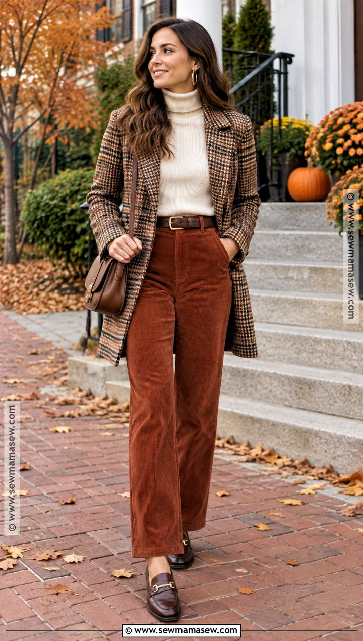 Thanksgiving Turtleneck And Corduroy Pants Outfit - 30 thanksgiving outfit ideas