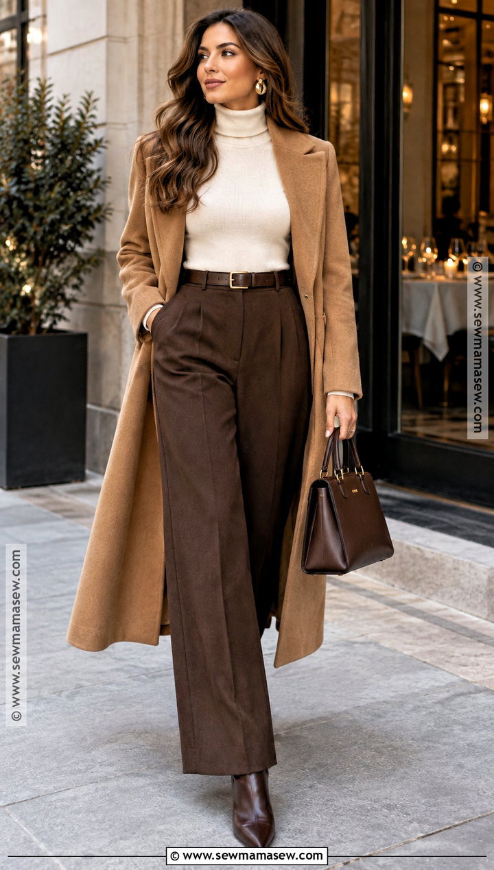 Thanksgiving Turtleneck And Wide Leg Pants Outfit - 20 Thanksgiving Outfit Cold Ideas