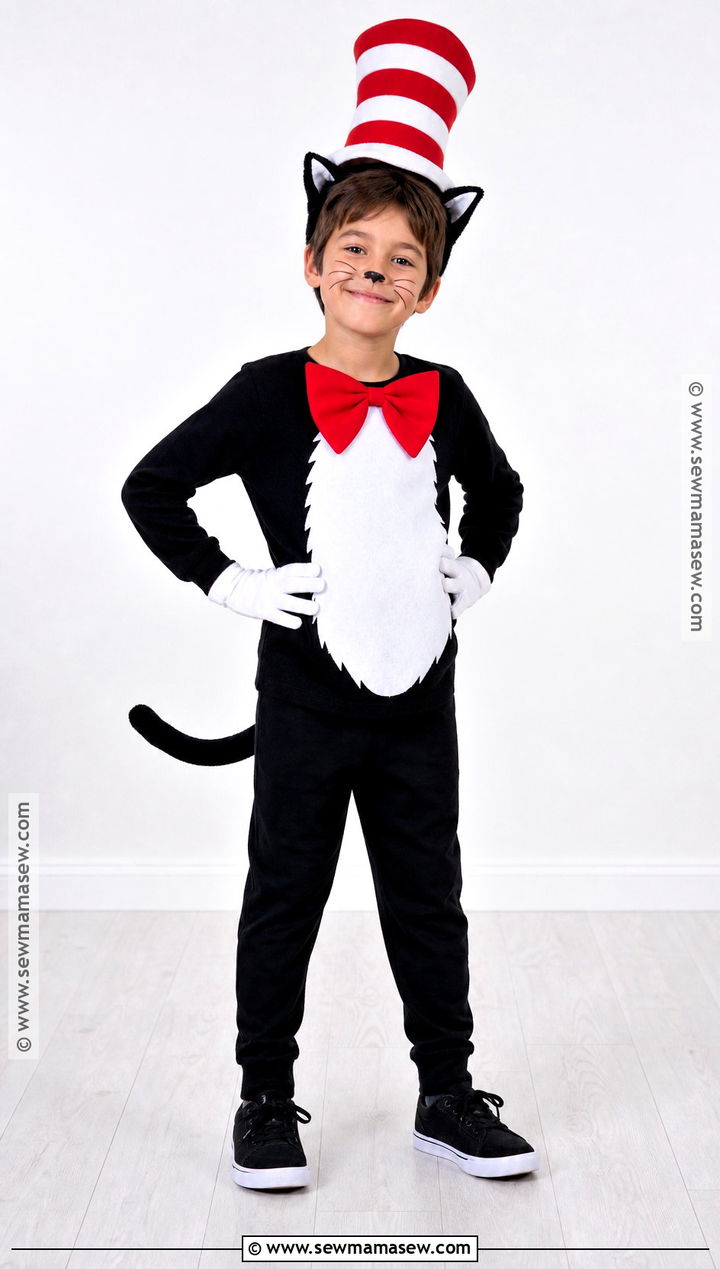 The Cat In The Hat Costume With Red Bow Tie - 30 easy book character costumes for kids