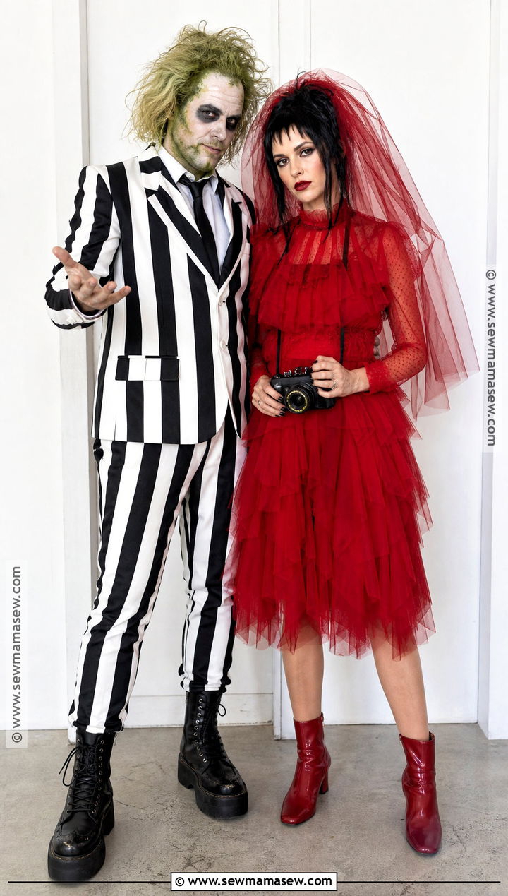 The Weeknd And Bella Hadid Beetlejuice Couple Costume - 30 iconic celebrity halloween costumes