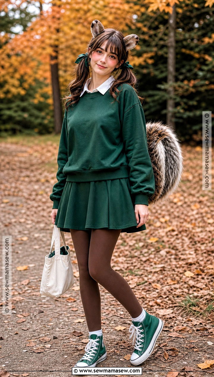Theodore Skater Costume With Green Skirt - 35 Alvin And The Chipmunks Costume Ideas for Women