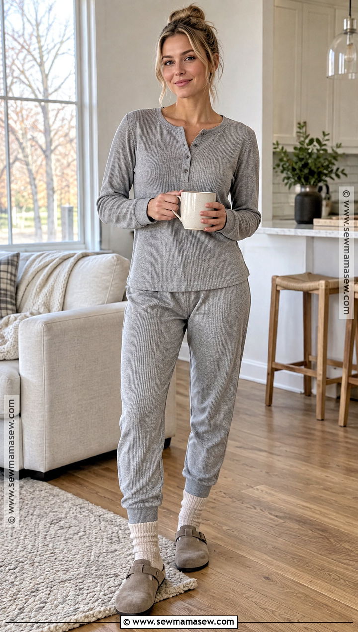 Thermal Henley Pajama Set - 20 autumn pajamas
