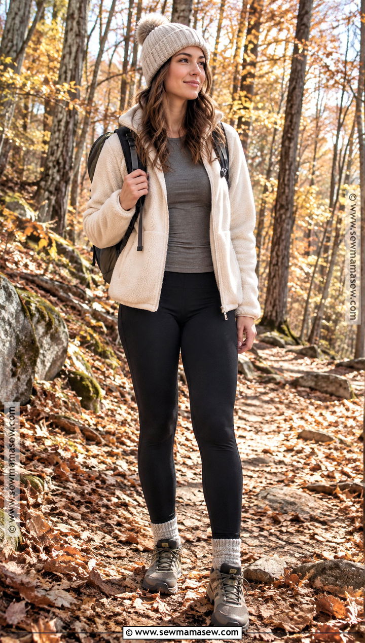 Thermal Leggings And Fleece Jacket Outfit - 25 fall athletic outfits