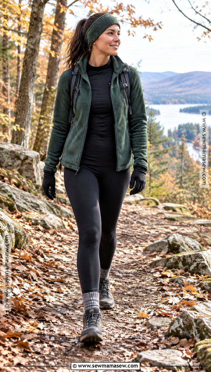 Thermal Leggings and Fleece Jacket Fall Workout Outfit - 25 fall workout outfits