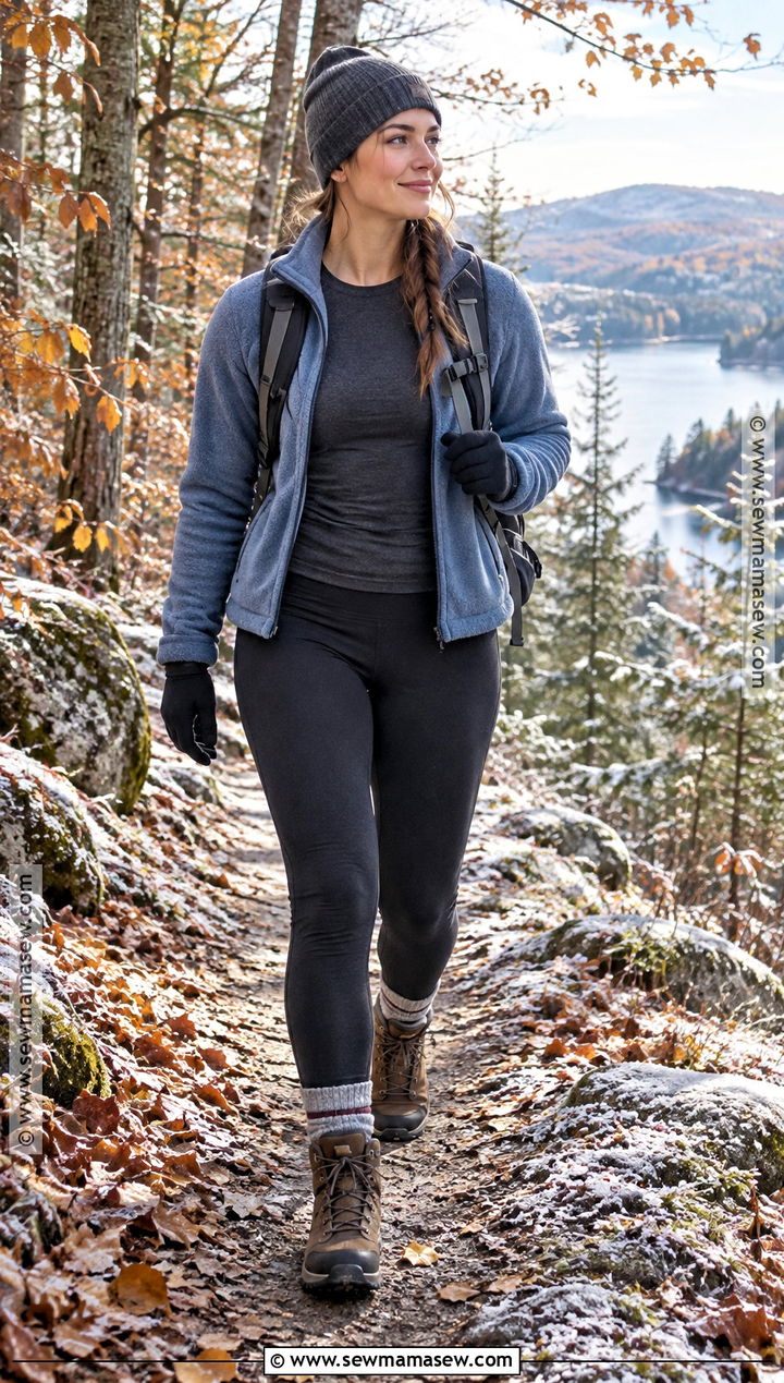Thermal Top And Fleece Lined Leggings Outfit - 25 fall hiking outfits