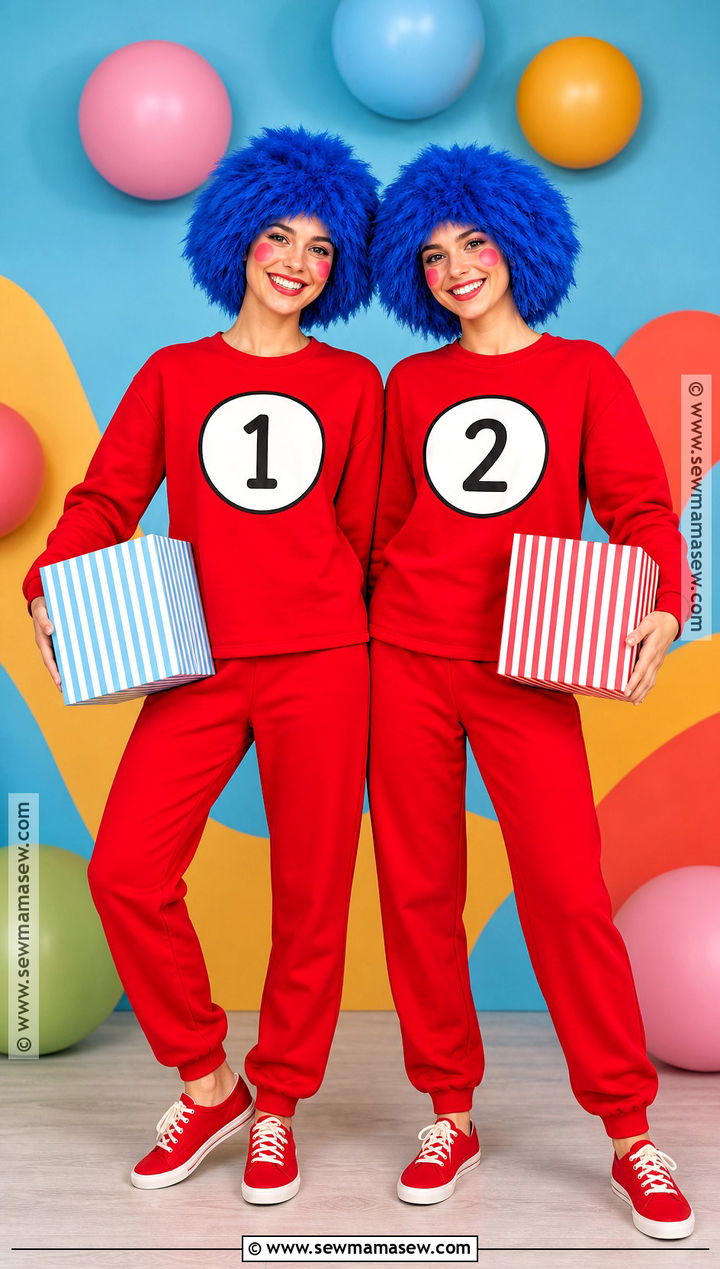 Thing 1 And Thing 2 Costume With Blue Hair - 30 halloween costumes blue hair