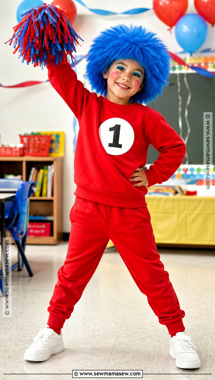 Thing One Costume With Red Jumpsuit - 35 book character dress up ideas