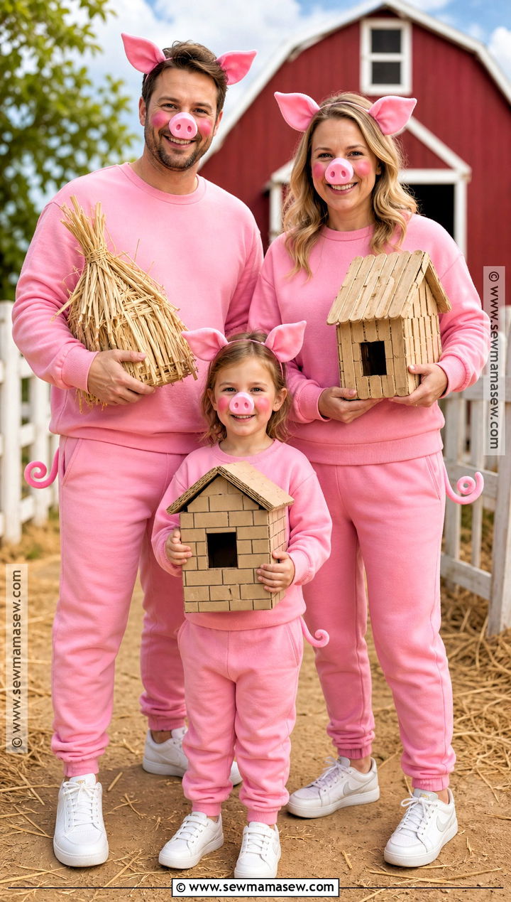 Three Little Pigs Family Costume - 30 easy family costumes for 3