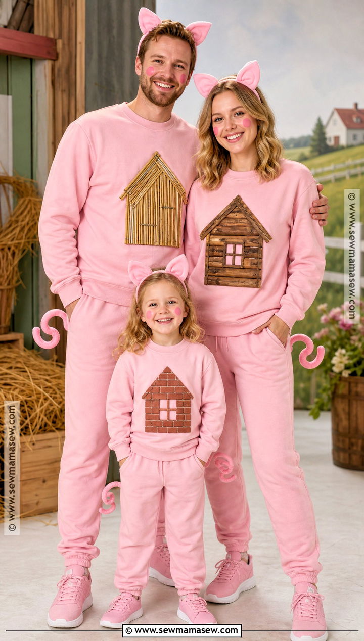 Three Little Pigs Family Costume - 35 Family Of Three Halloween Costumes