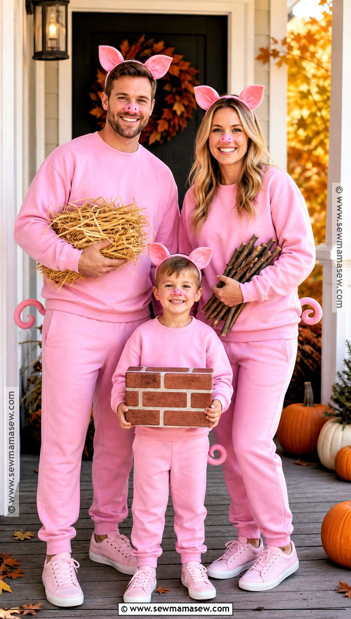 Three Little Pigs Family Costume - 35 halloween family costumes for 3