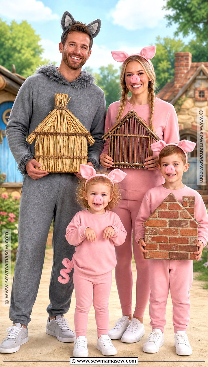 Three Little Pigs Family Costume With Toddler - 35 family halloween costumes with for toddlers