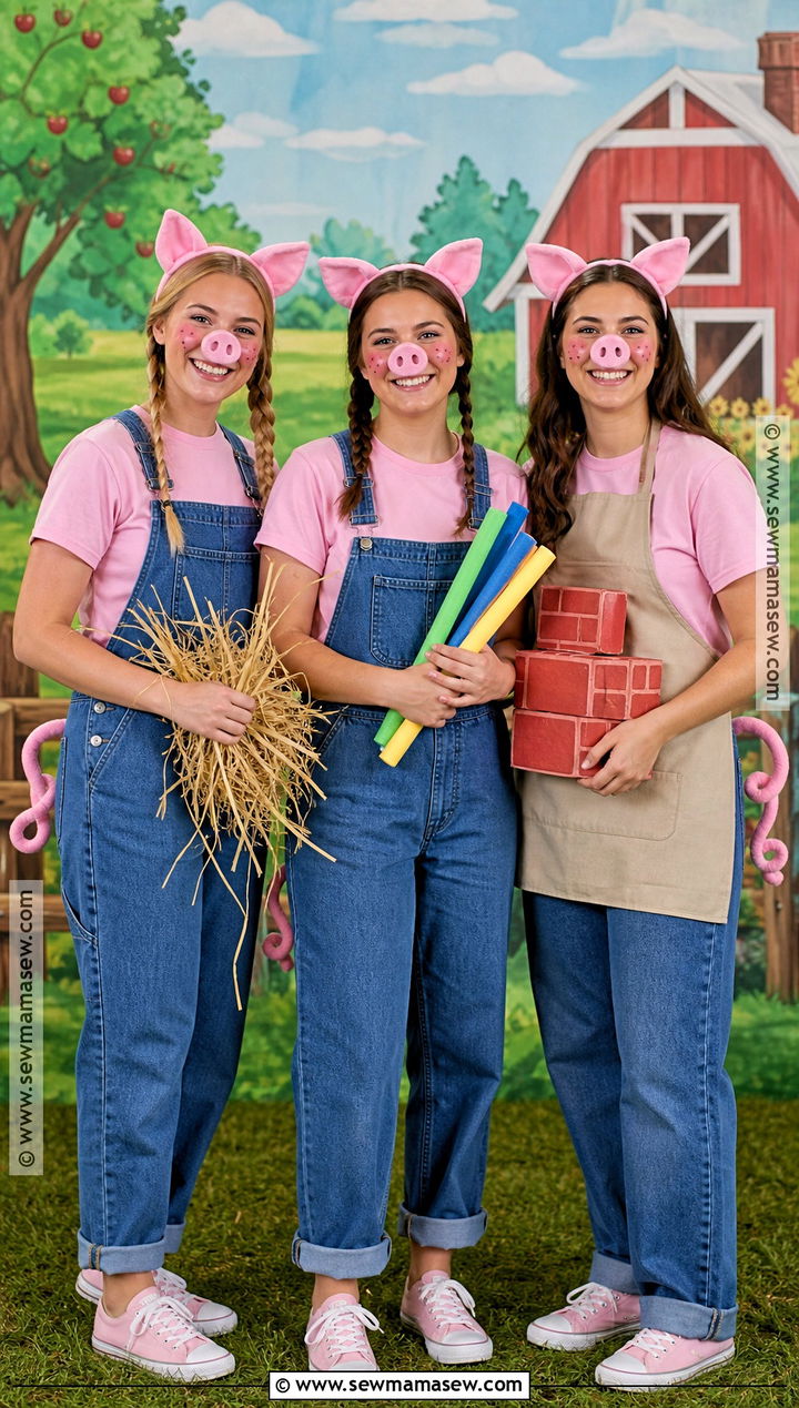 Three Little Pigs Group Costume - 30 Fairytale Costume Ideas