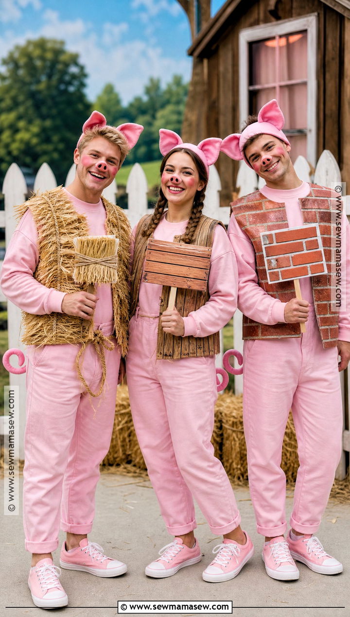 Three Little Pigs Trio Costume - 45 iconic trio halloween costumes