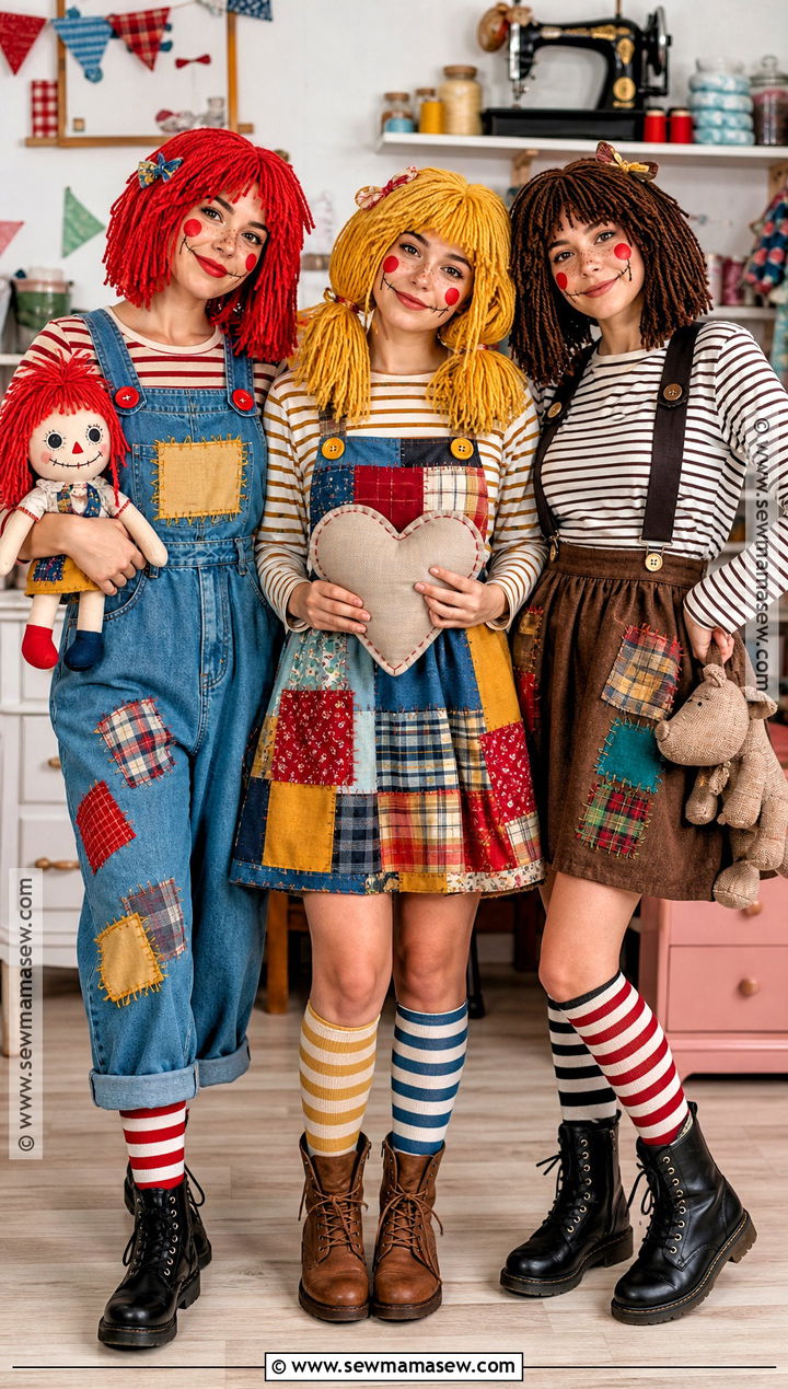 Three Person Rag Doll Group Costume - 40 doll costume ideas