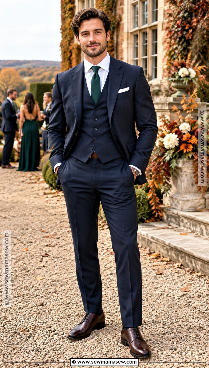 Three Piece Suit Fall Wedding Guest Outfit - 15 fall wedding outfit men guest ideas
