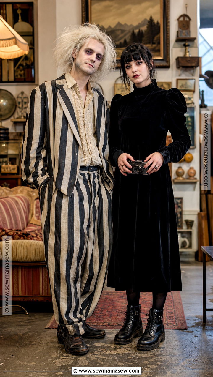 Thrifted Beetlejuice And Lydia Costume - 30 beetlejuice couple costume ideas