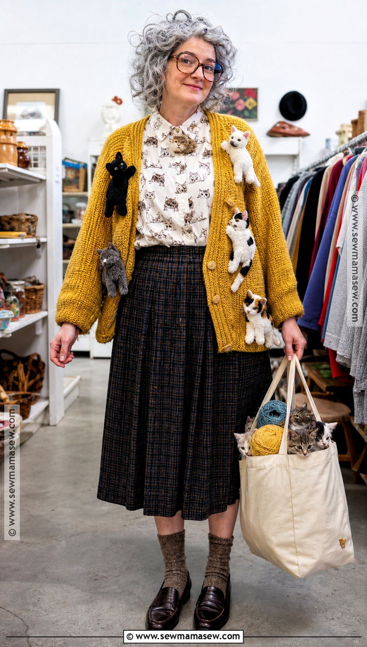 Thrifted Cardigan Crazy Cat Lady Costume - 35 crazy cat lady costume ideas