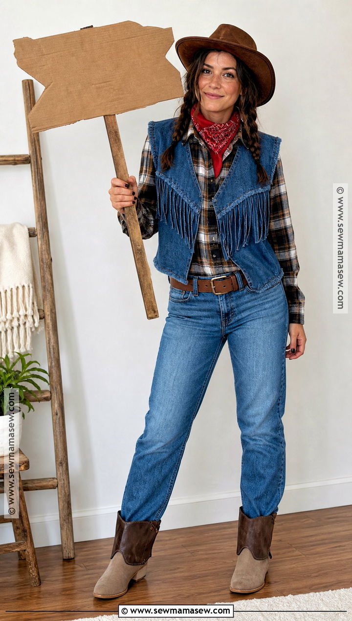 Thrifted DIY Cowboy Costume - 30 Cowboy Halloween Costume Ideas for Women