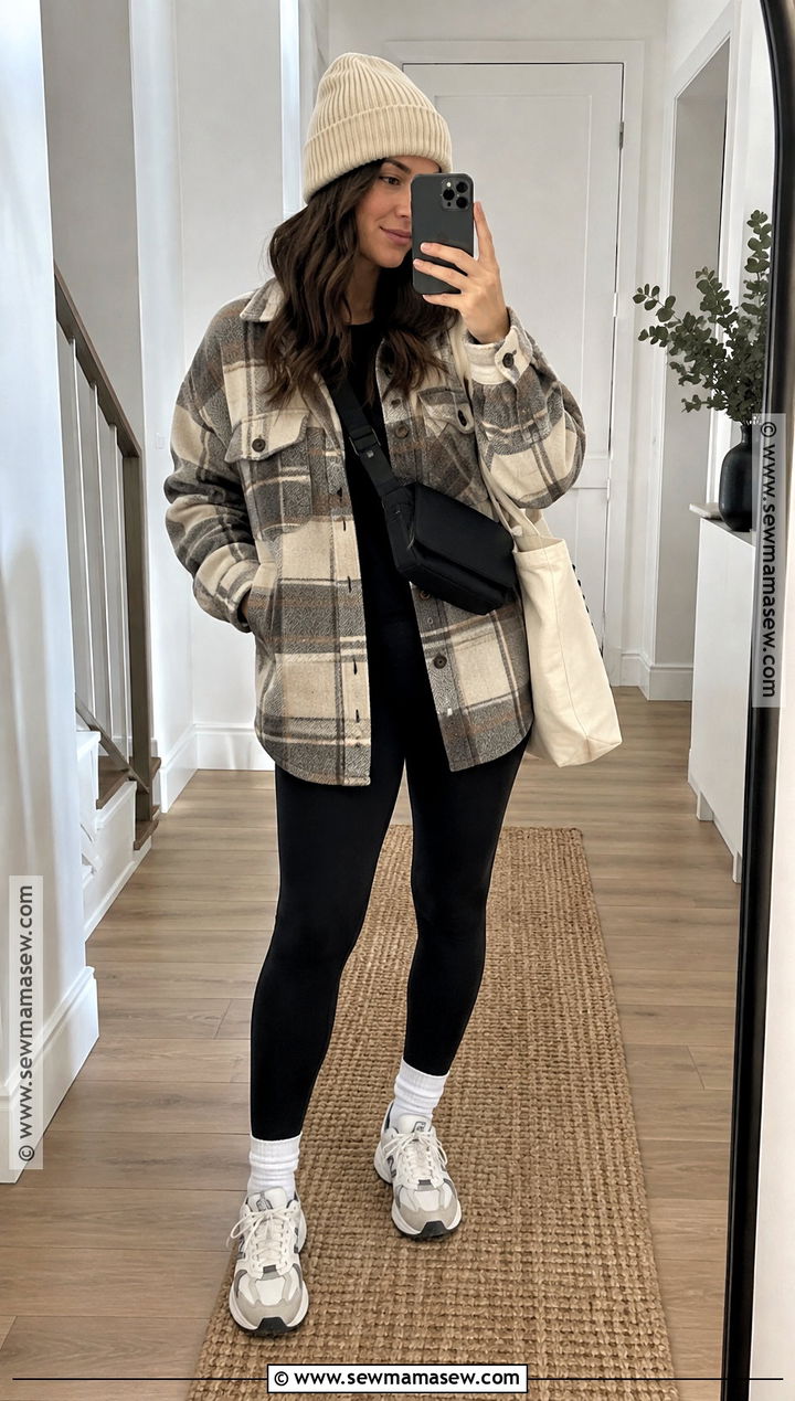 Thrifted Shacket and Leggings Fall Outfit - 20 Thrifted Fall Outfits
