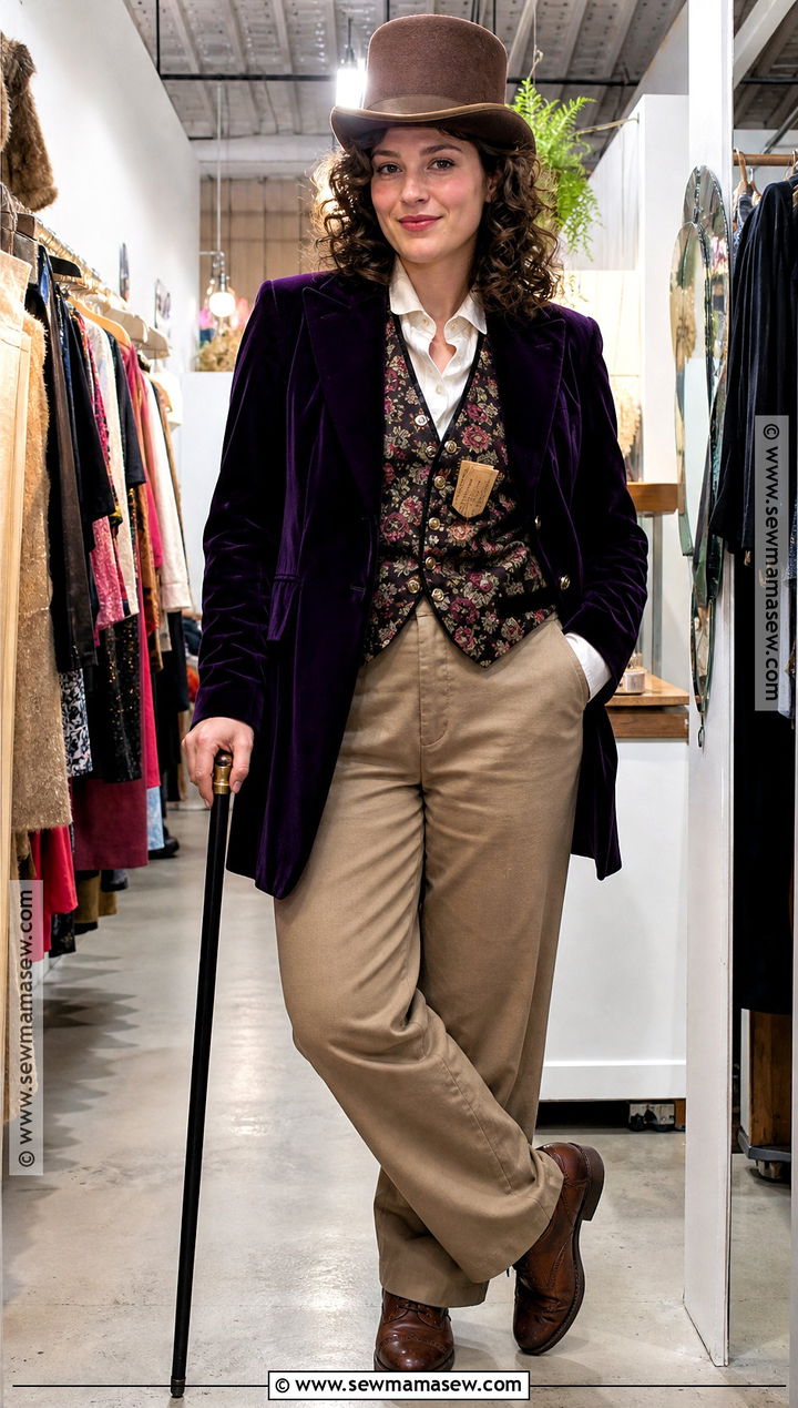 Thrifted Willy Wonka Costume With Velvet Jacket - 35 Willy Wonka Costume Ideas for Women