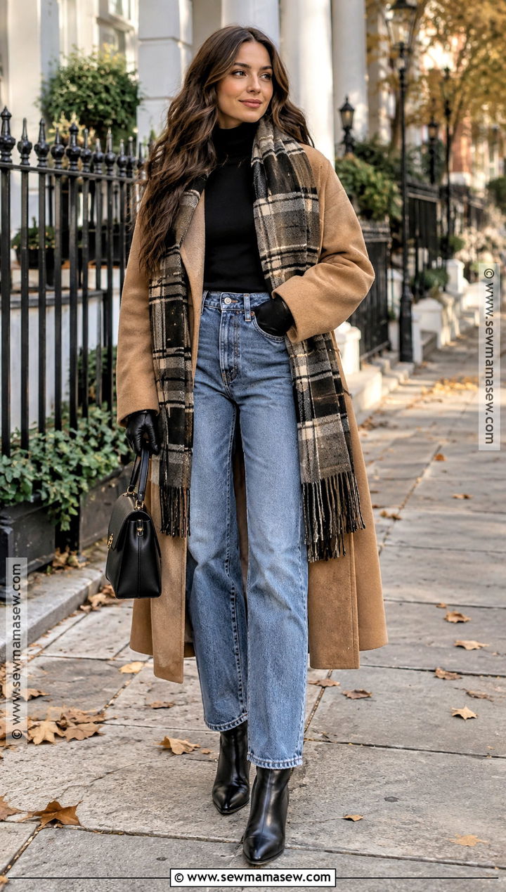 Thrifted Wool Coat and Vintage Jeans Fall Outfit - 20 Thrifted Fall Outfits