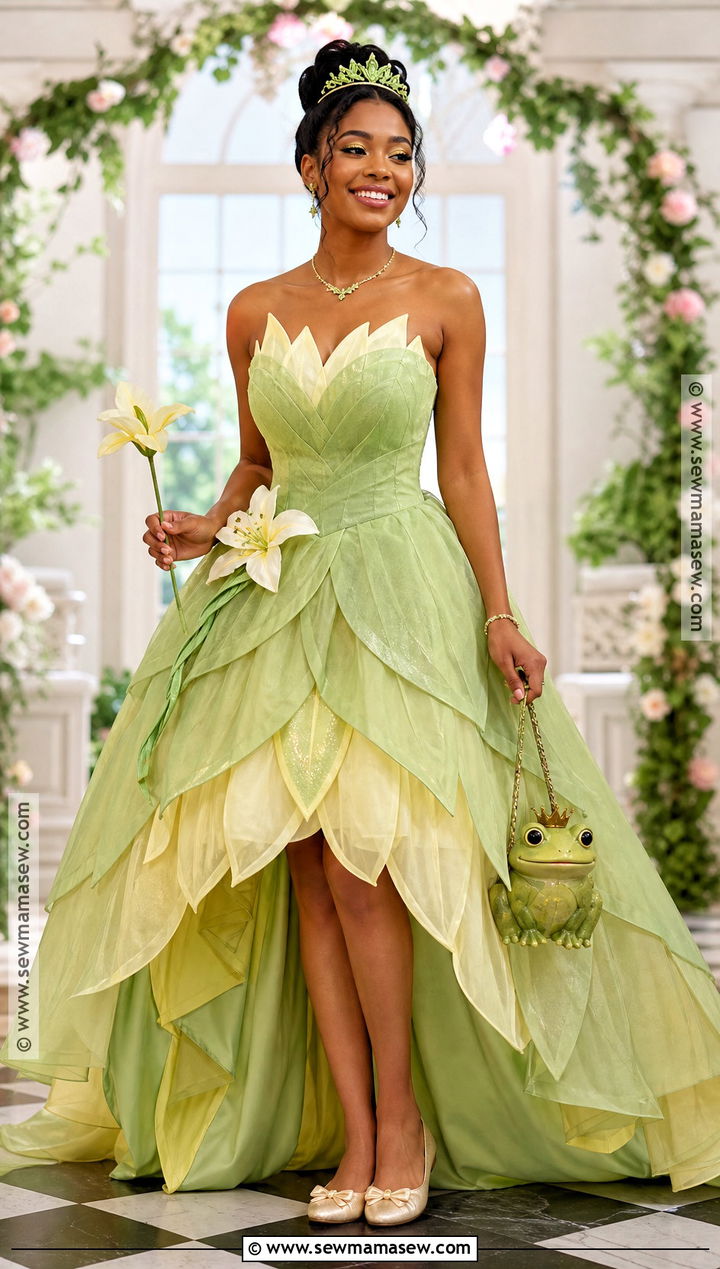 Tiana Green Ball Gown Costume - 45 princess halloween costume ideas