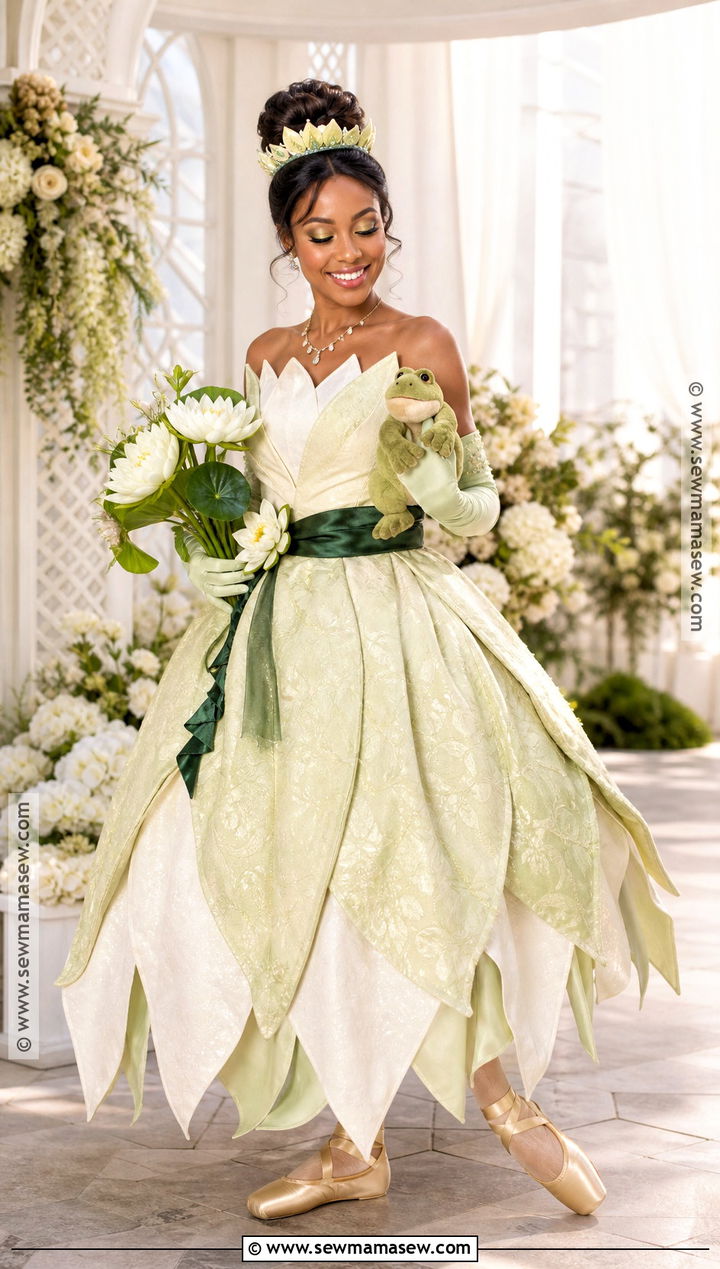 Tiana Princess Costume With Green Lily Gown - 30 princess dress up ideas