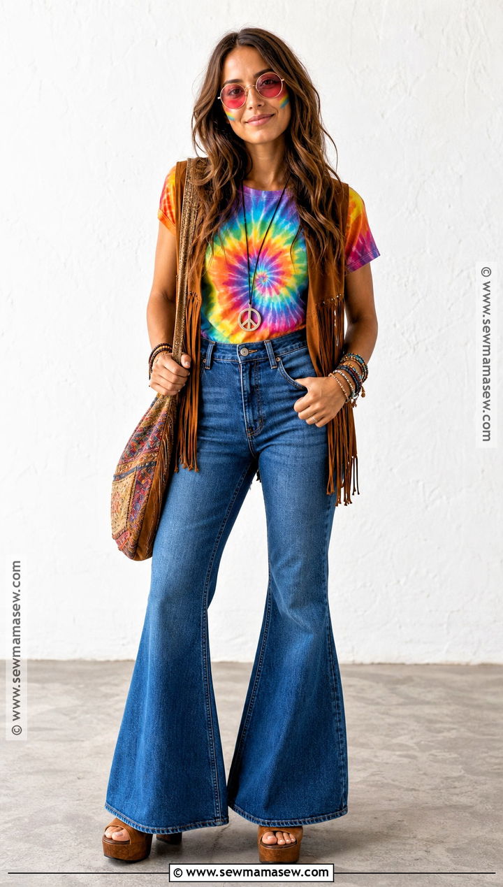 Tie Dye Bell Bottom Hippie Costume - 30 hippie outfits 70s costume