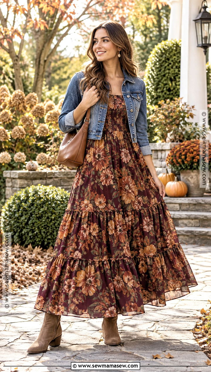 Tiered Maxi Thanksgiving Dress Outfit - 20 Thanksgiving Dress Outfit Ideas
