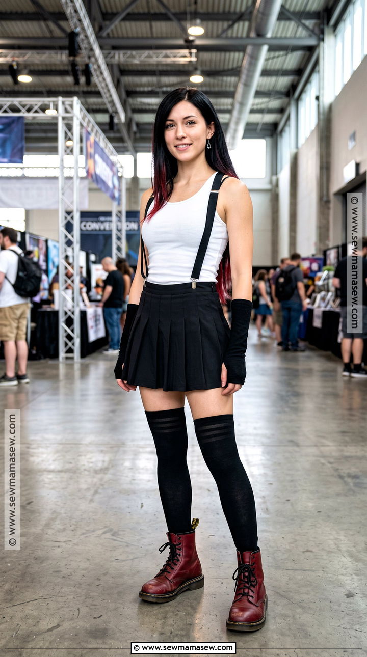 Tifa Black Hair Cosplay With White Tank Top - 30 cosplay black hair ideas