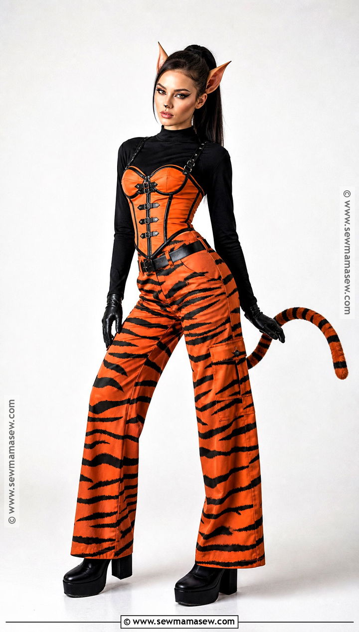 Tiger Corset And Wide Leg Pants Costume - 35 Tiger Costume Ideas for Women