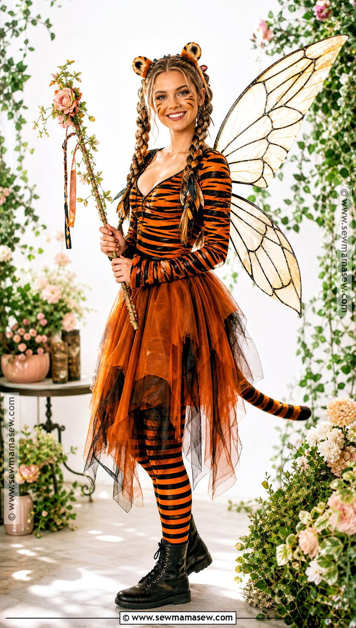 Tiger Fairy Costume With Orange Wings - 30 tiger halloween costume ideas for women