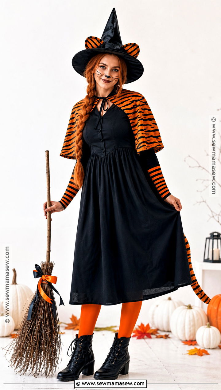 Tiger Witch Costume With Striped Cape - 30 tiger halloween costume ideas for women
