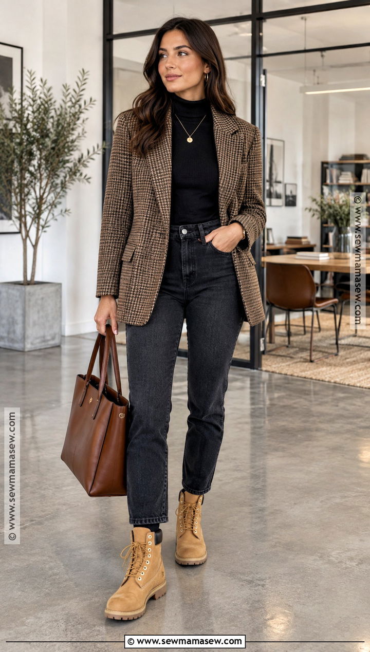 Timberland Boots With Blazer And Turtleneck - 20 timberland boots outfit fall