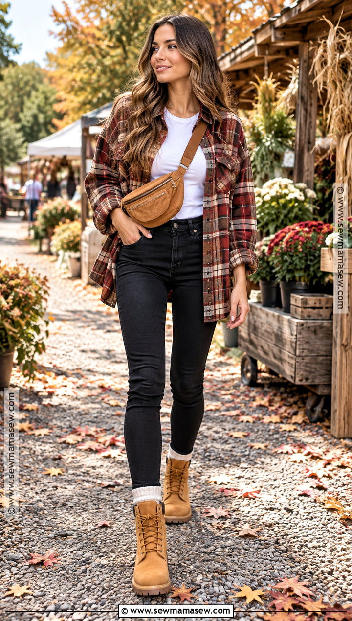 Timberland Boots With Flannel Shirt - 15 timberland boots women outfit fall