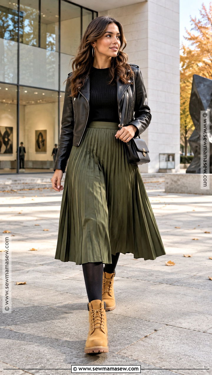 Timberland Boots With Midi Skirt - 15 timberland boots women outfit fall