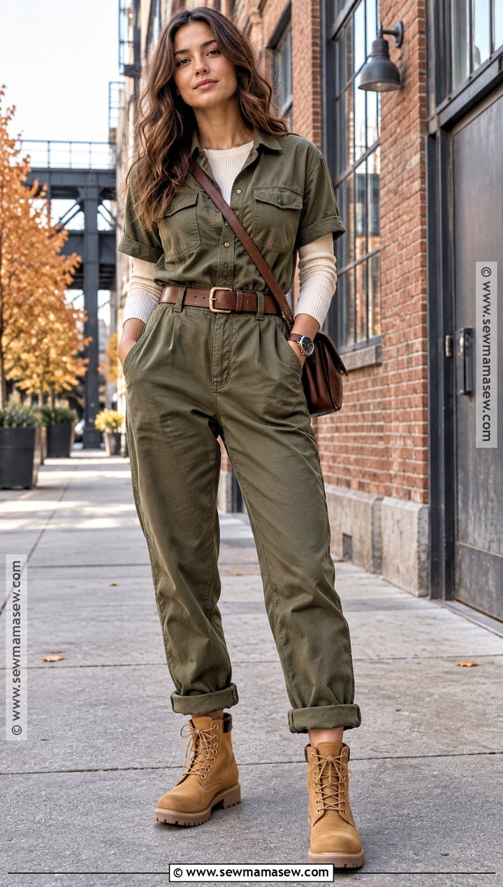 Timberland Boots With Utility Jumpsuit And Belt - 20 timberland boots outfit fall
