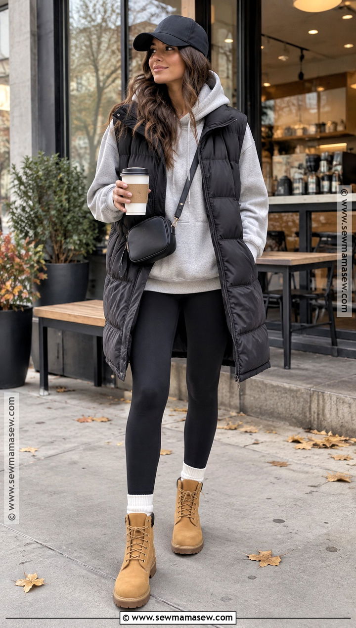 Timbs With Leggings And Oversized Hoodie - 15 timbs outfits fall womens fashion