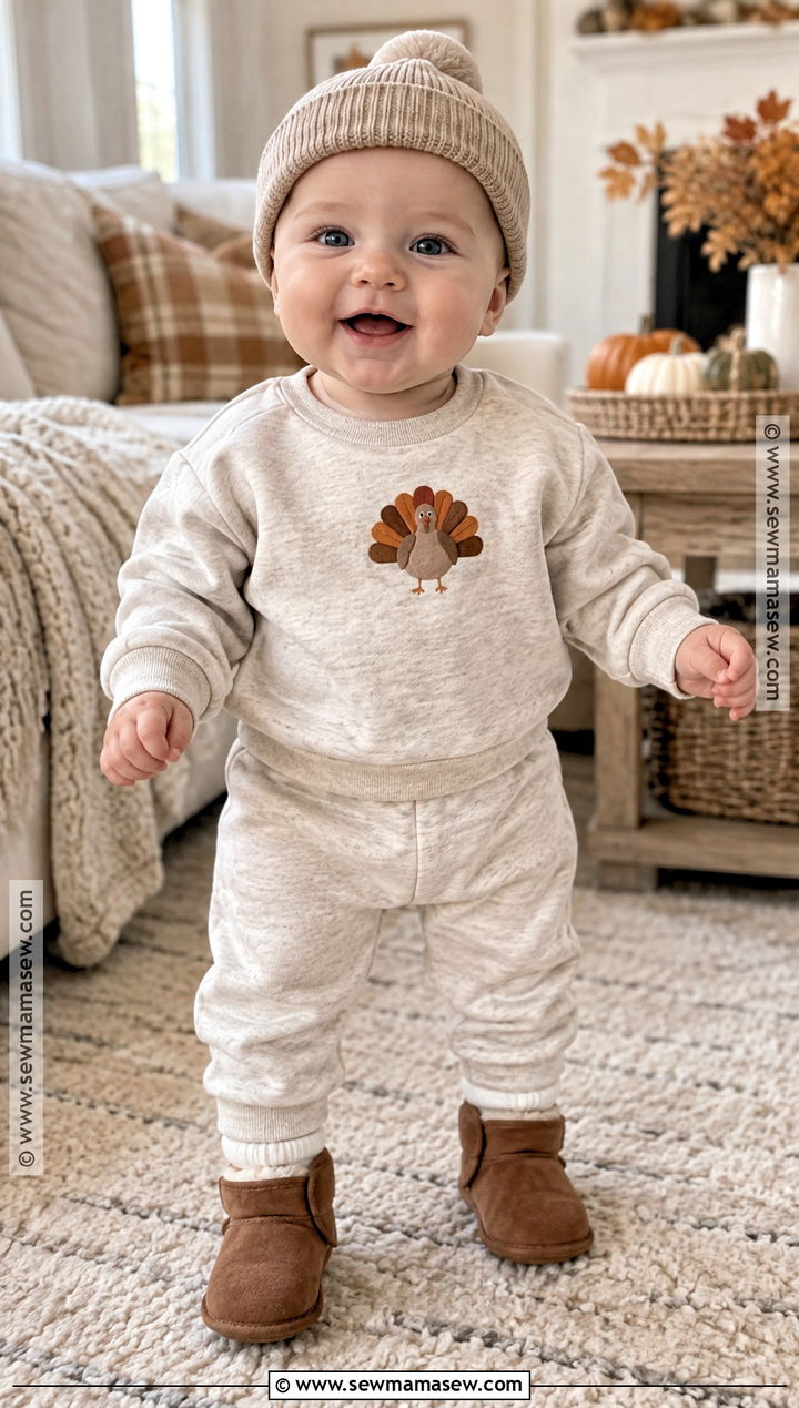 Tiny Turkey Sweatshirt And Joggers - 15 newborn first thanksgiving outfit ideas