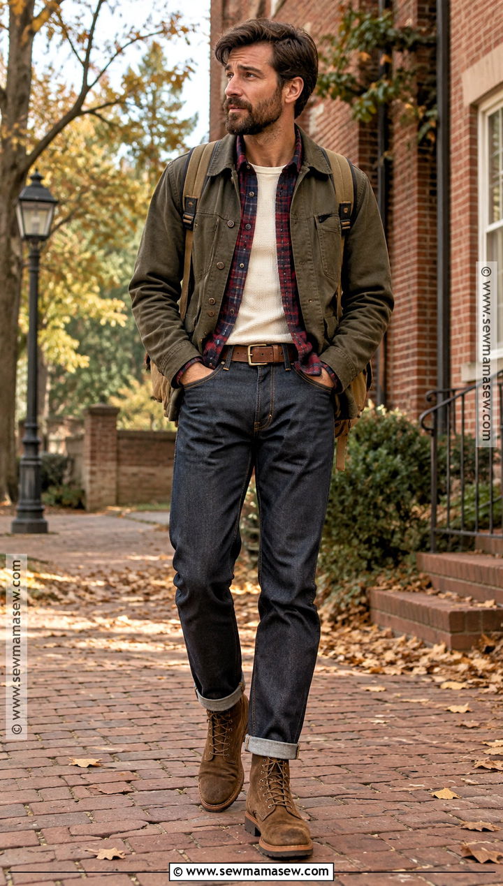 Tobacco Suede Boots With Raw Denim - 15 Men's Suede Boots Fall Fashion