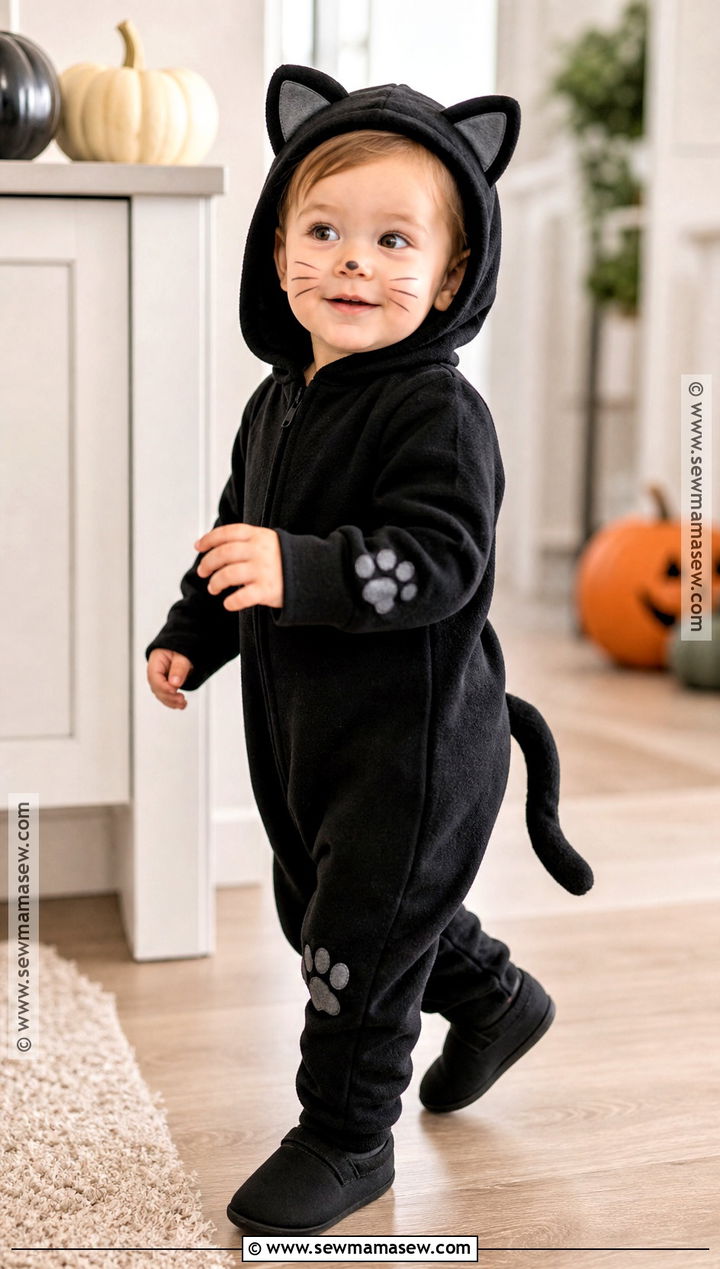 Toddler Black Cat Costume With Footed Jumpsuit - 45 black cat halloween costume ideas