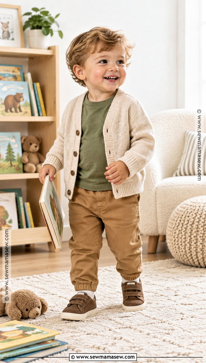 Toddler Boy Fall Cardigan And Pull On Pants Outfit - 15 toddler boy fall capsule wardrobe ideas