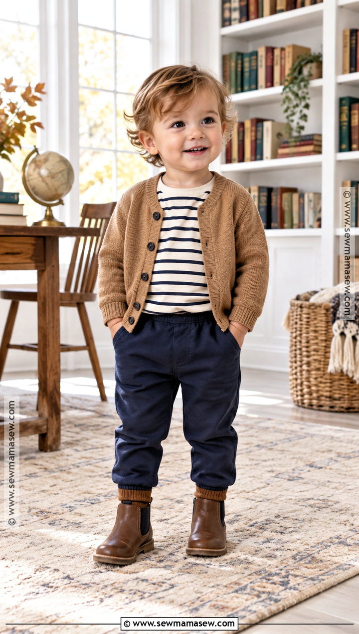 Toddler Boy Fall Cardigan and Striped Tee Outfit - 15 toddler boy clothes fall